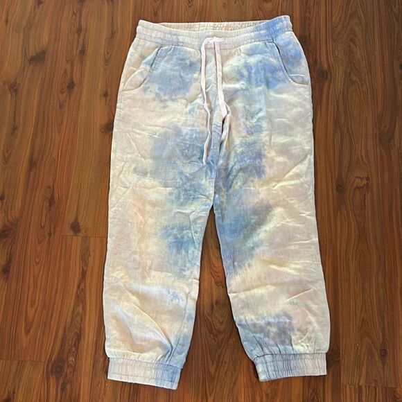 Bella dahl blue and pink tie-dyed linen joggers XS - Picture 1 of 4